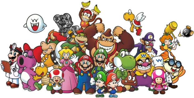  Download Various Nintendo Characters Super Mario Characters Poster Png Nintendo Characters Png