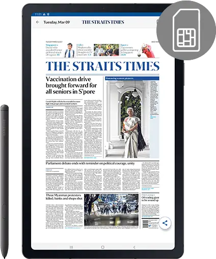  The Straits Times News Tablet International Womenu0027s Promotion Smart Device Png Samsung Tab A Icon Changer