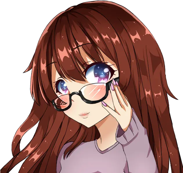  Anime Girl With Glasses Purple Eyes Anime Girl With Glasses And Brown Hair Png Anime Glasses Png