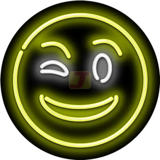  Winking Face Emoji Neon Sign Happy Png Wink Emoji Png