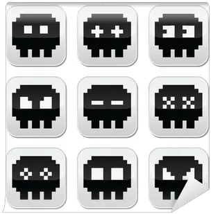  Wall Mural Pixelated 8bit Skull Vector Icons Set Pixershk Do You Call The 9 Dots Png 8 Bit Icon