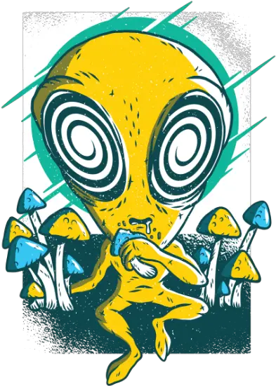  Alien Psychedelic Psychedelic Mushroom T Shirt Design Png Psychedelic Png