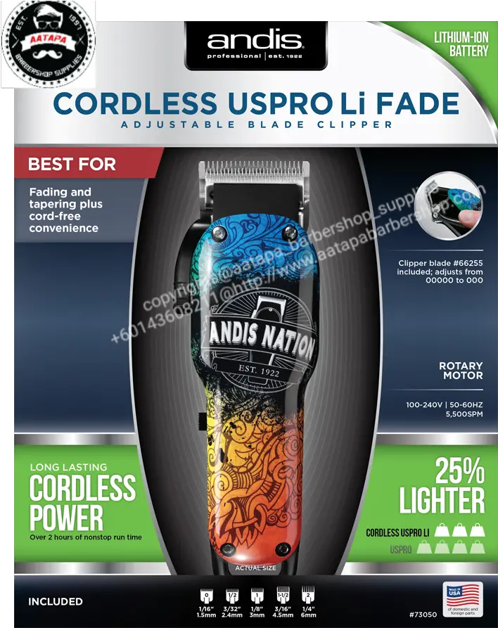  Andis Nation Cordless Uspro Li Fade Adjustable Blade Clipper 73050 Andis Cordless Envy Li Png Clipper Png