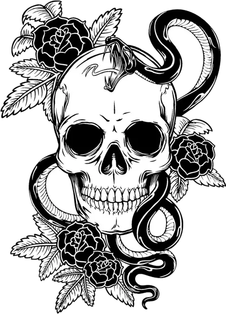  Download Tattoo Flower Skull Calavera T Shirt Snake Clipart Snake And Skull Tattoos Png Calavera Png