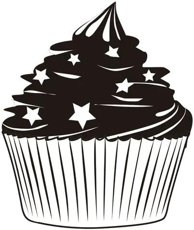  Cupcake Illustration With Stars Transparent Png U0026 Svg Transparent Cake Silhouette Stars Transparent