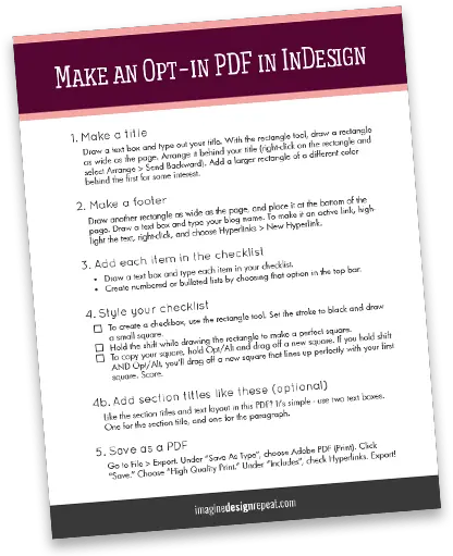  Make An Easy Opt In Checklist In Indesign From Imagine Make Checklist Indesign Png Indesign Icon Library