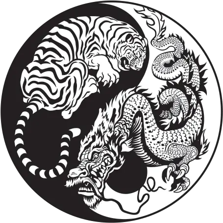  Printed Vinyl Dragon Tiger Yin Yang Stickers Factory Dragon Yin And Yang Png Yin Yang Logo