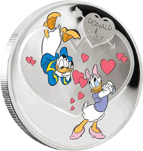  Silver Numis Disney Love Crazy Donald Duck Goldheart Silver Coin Png Donald Duck Icon