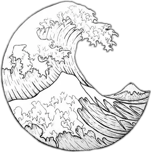  Surf Blue Azul Ola Wave Tumblr Whatsapp Great Wave Off Kanagawa Drawing Png Wave Emoji Png