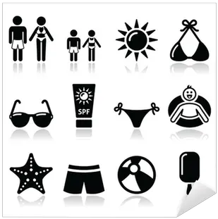  Sticker Summer Beach Holidays Vector Icons Set Pixersus Cun Block Cliparte Black And White Png Ing Icon