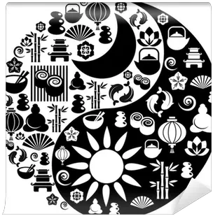  Wall Mural Yin Yang Symbol Made From Zen Icons Pixersus Zen Png Zen Icon