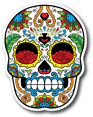  Hd Sugar Skull Vinyl Sticker Color Mandalas De Calaveras Png Sugar Skull Png