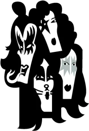  Kiss Band Silhouette Vintage Concert White T Shirts Png Band Silhouette Png