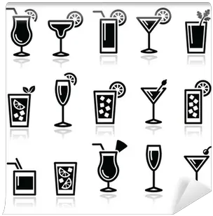  Wall Mural Cocktails Drinks Glasses Vector Icons Set Png Rv Icon