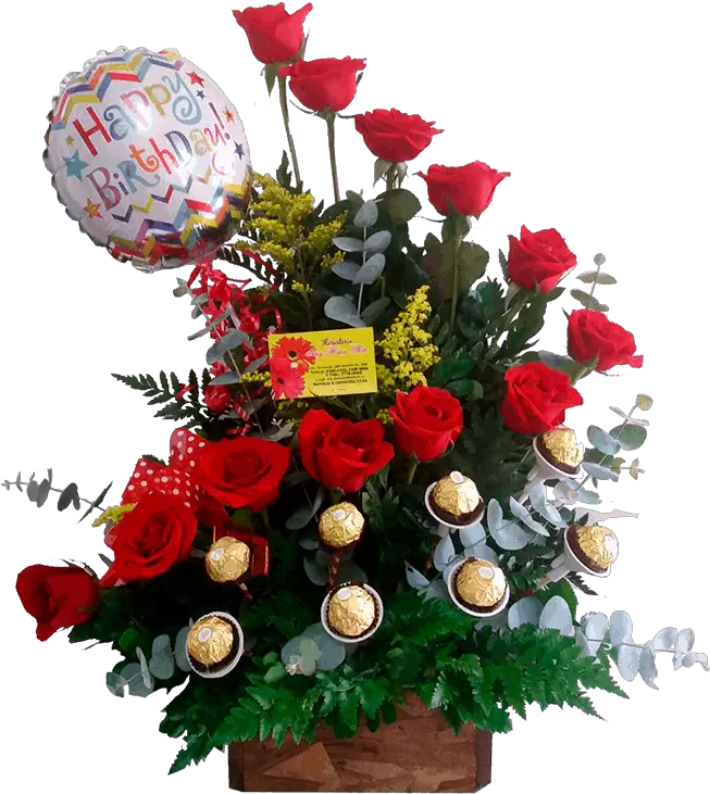  Cu 04 Arreglo De Cumpleaños Con Rosas Rojas Globos Y Birthday Png Rosas Rojas Png