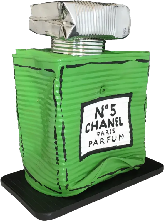  Chanel N5 Mini Green By Norman Gekko 2020 Sculpture Acrylic Aluminium Singulart Cylinder Png Chanel No 5 Logo