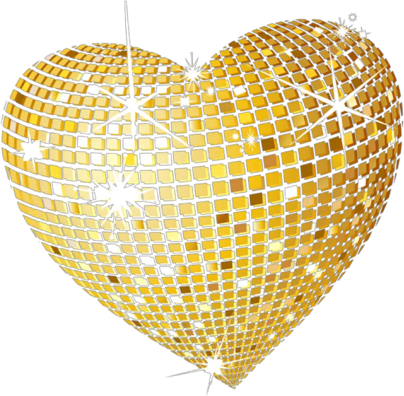  Gold Disco Heart Png Clipart Picture Background Transparent Background Gold Heart Hart Png