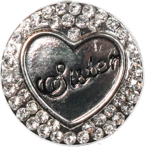  20mm Silver Heart With Black Sister And Rhinestone Background Snap Charm Tropicaltrinkets Solid Png Silver Heart Png