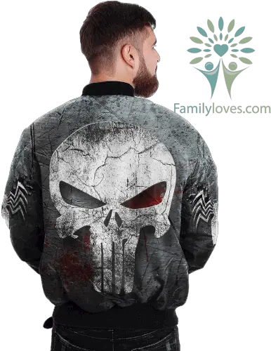  Skull Punisher Over Print Jacket Familylovescom Bomber Jacket Vietnam Png Trump Punisher Logo