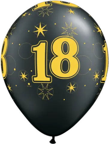  Download 18 Gold Oxy Black Happy Birthday Balloon Png 13th Birthday Balloons Boy Black Balloon Png