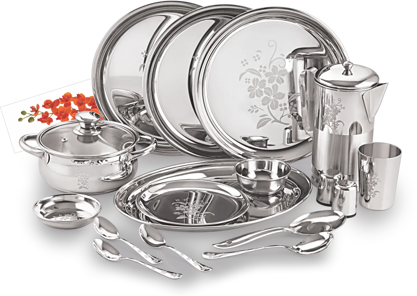  Download Dinner Set Laser Steel Dinner Set Png Dish Png