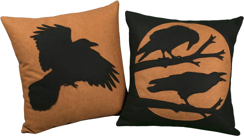  Perched Ravens Shadow Silhouette Throw Pillow Cover In Cushion Png Raven Silhouette Png